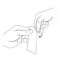 A white outline of hands opening a packet

Description automatically generated 