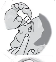 A close-up of a person applying eye drops

Description automatically generated