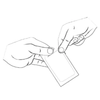 A black and white drawing of hands holding a card

Description automatically generated 