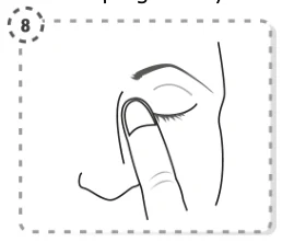 A finger pointing to a closed eye

Description automatically generated 